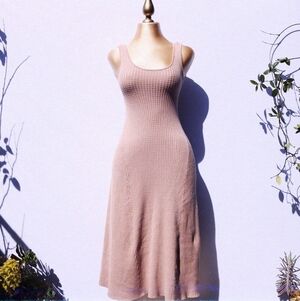 Cute and Comfortable Weworewhat Scoop Knit Sweaterdress, size Small in Beige